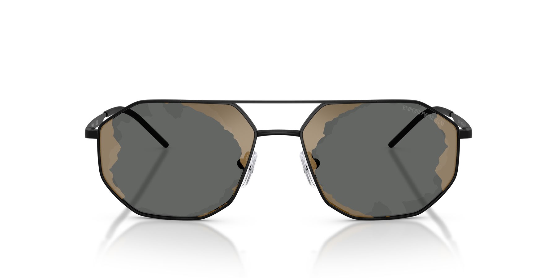 Occhiali da sole Emporio Armani EA 2147 (30017G) colore nero opaco forma irregolare lenti nero rosso a specchio