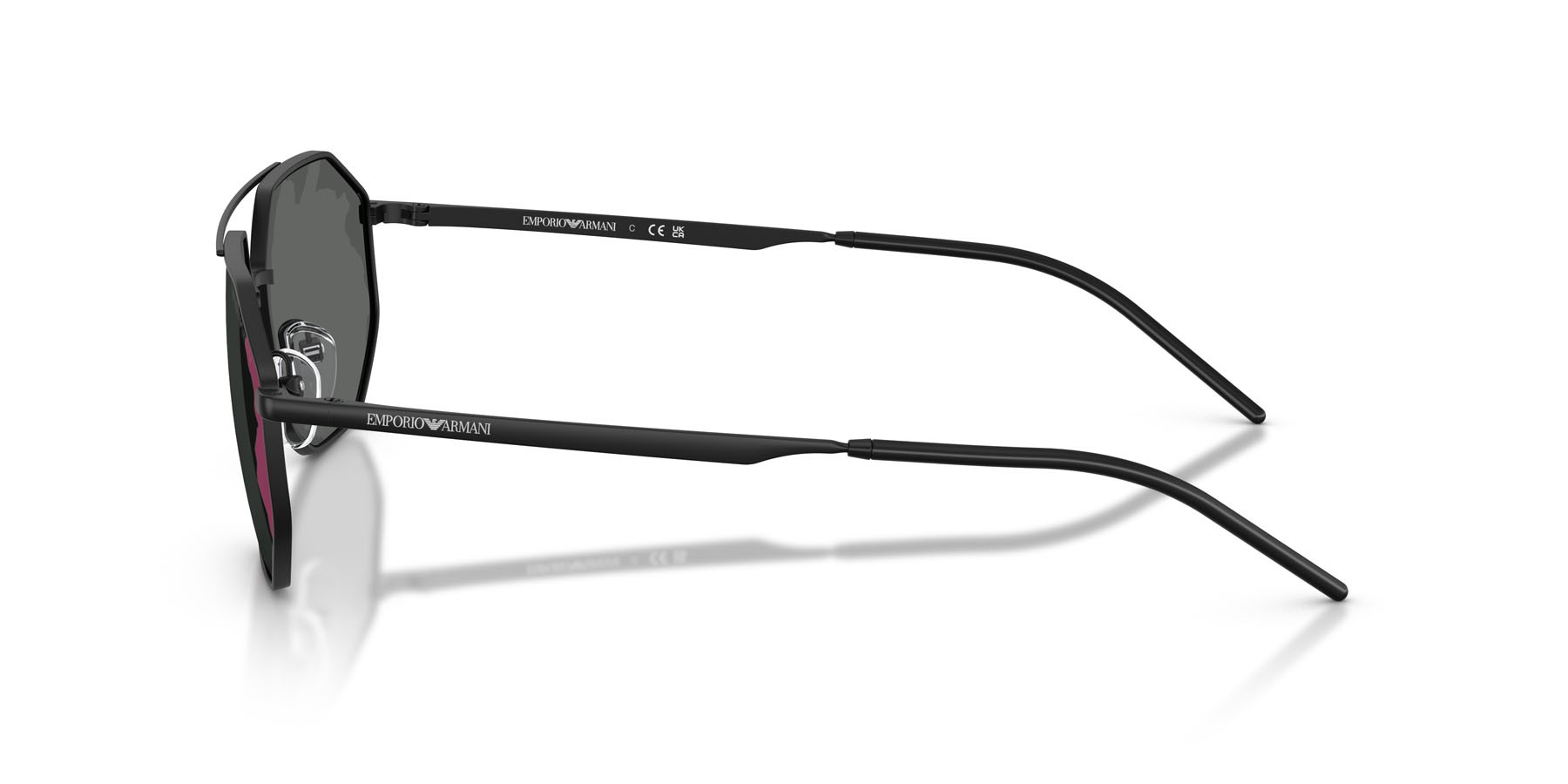 Occhiali da sole Emporio Armani EA 2147 (30017G) colore nero opaco forma irregolare lenti nero rosso a specchio