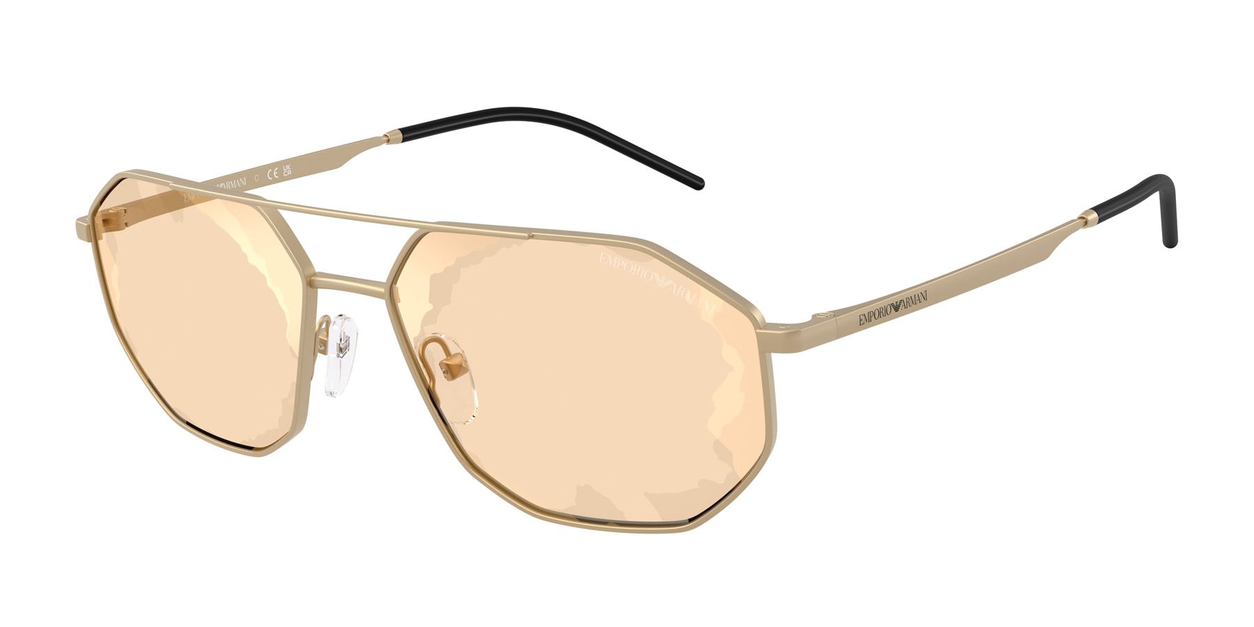 Occhiali da sole Emporio Armani EA 2147 (30027L) colore oro pallido opaco forma irregolare lenti marrone specchiato oro
