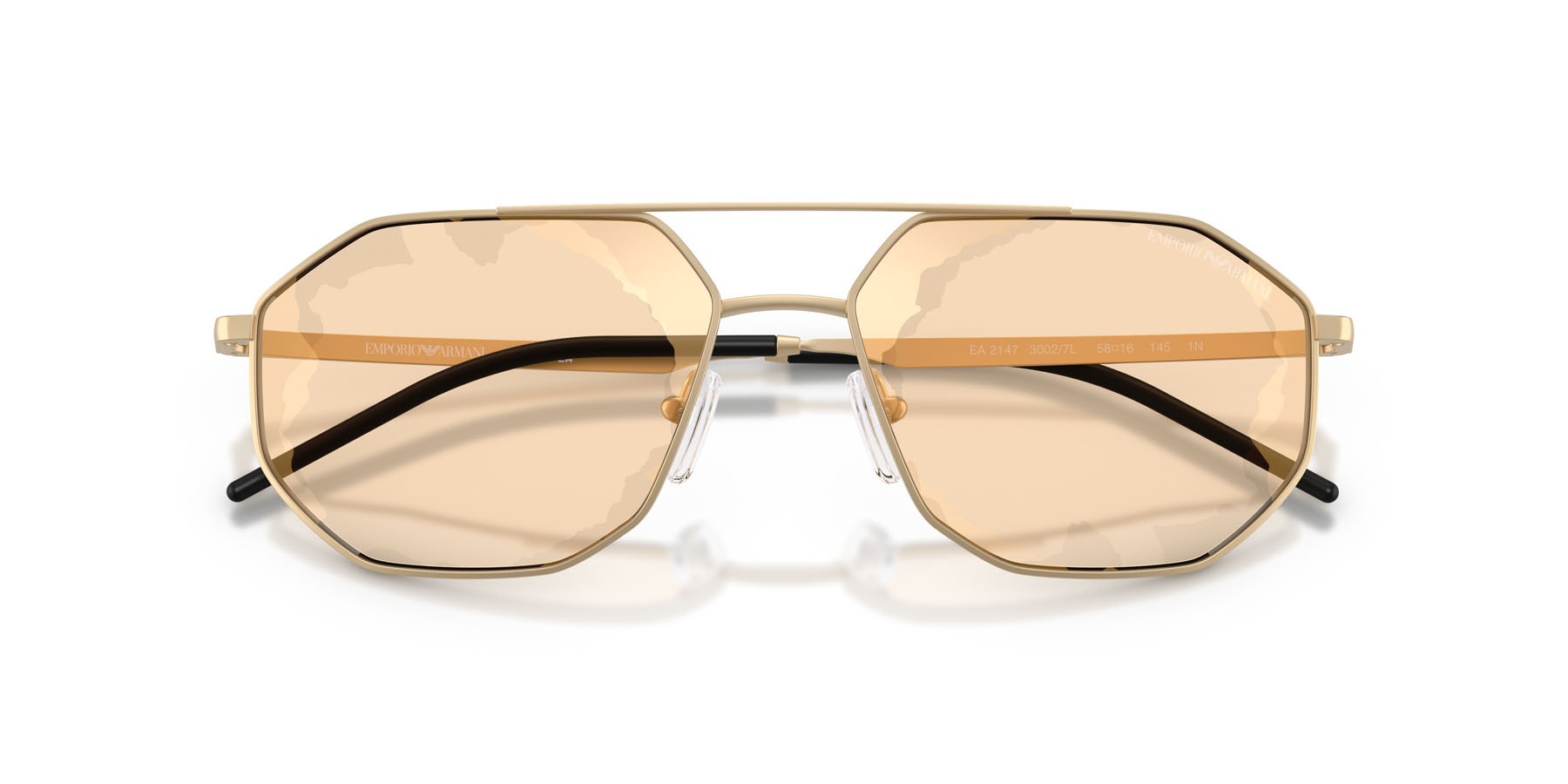 Occhiali da sole Emporio Armani EA 2147 (30027L) colore oro pallido opaco forma irregolare lenti marrone specchiato oro