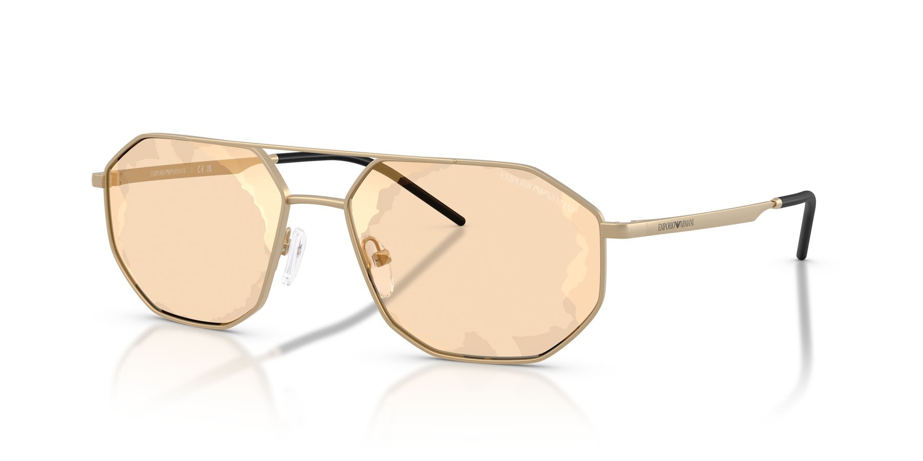 Occhiali da sole Emporio Armani EA 2147 (30027L) colore oro pallido opaco forma irregolare lenti marrone specchiato oro