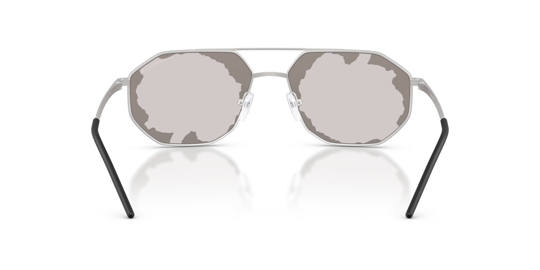 Occhiali da sole Emporio Armani EA 2147 (30157F) colore argento opaco forma irregolare lenti nero fumo a specchio