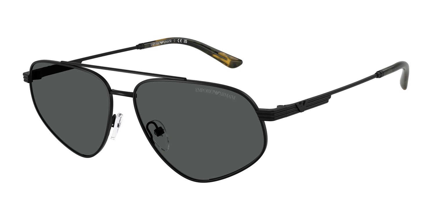 Occhiali da sole Emporio Armani EA 2156 (300187) colore nero opaco forma aviator lenti grigio scuro