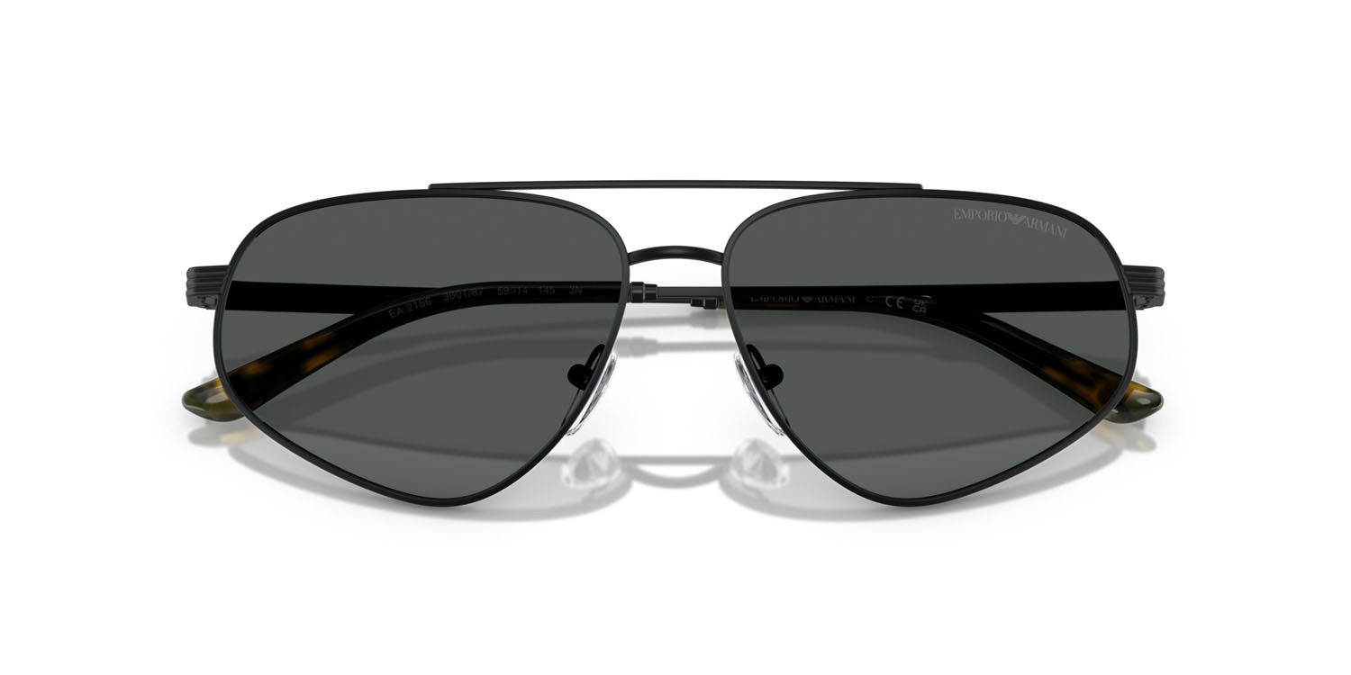Occhiali da sole Emporio Armani EA 2156 (300187) colore nero opaco forma aviator lenti grigio scuro