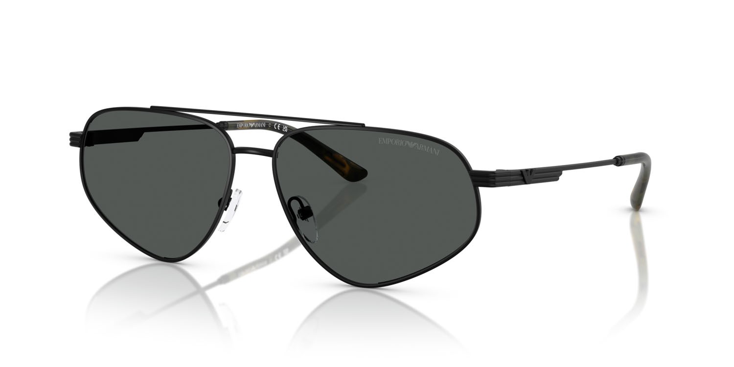 Occhiali da sole Emporio Armani EA 2156 (300187) colore nero opaco forma aviator lenti grigio scuro