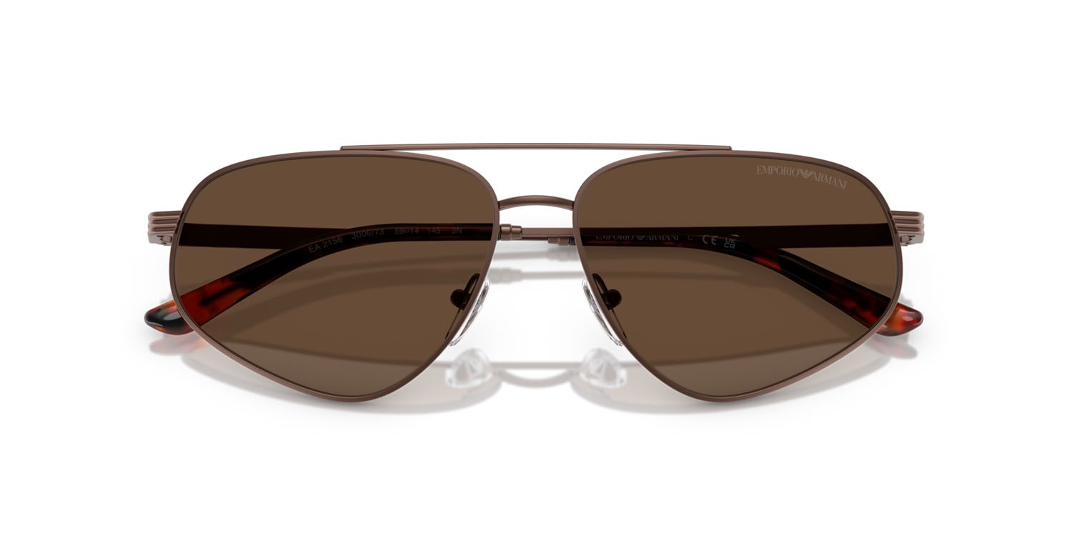 Occhiali da sole Emporio Armani EA 2156 (300673) colore bronzo opaco forma aviator lenti marrone scuro