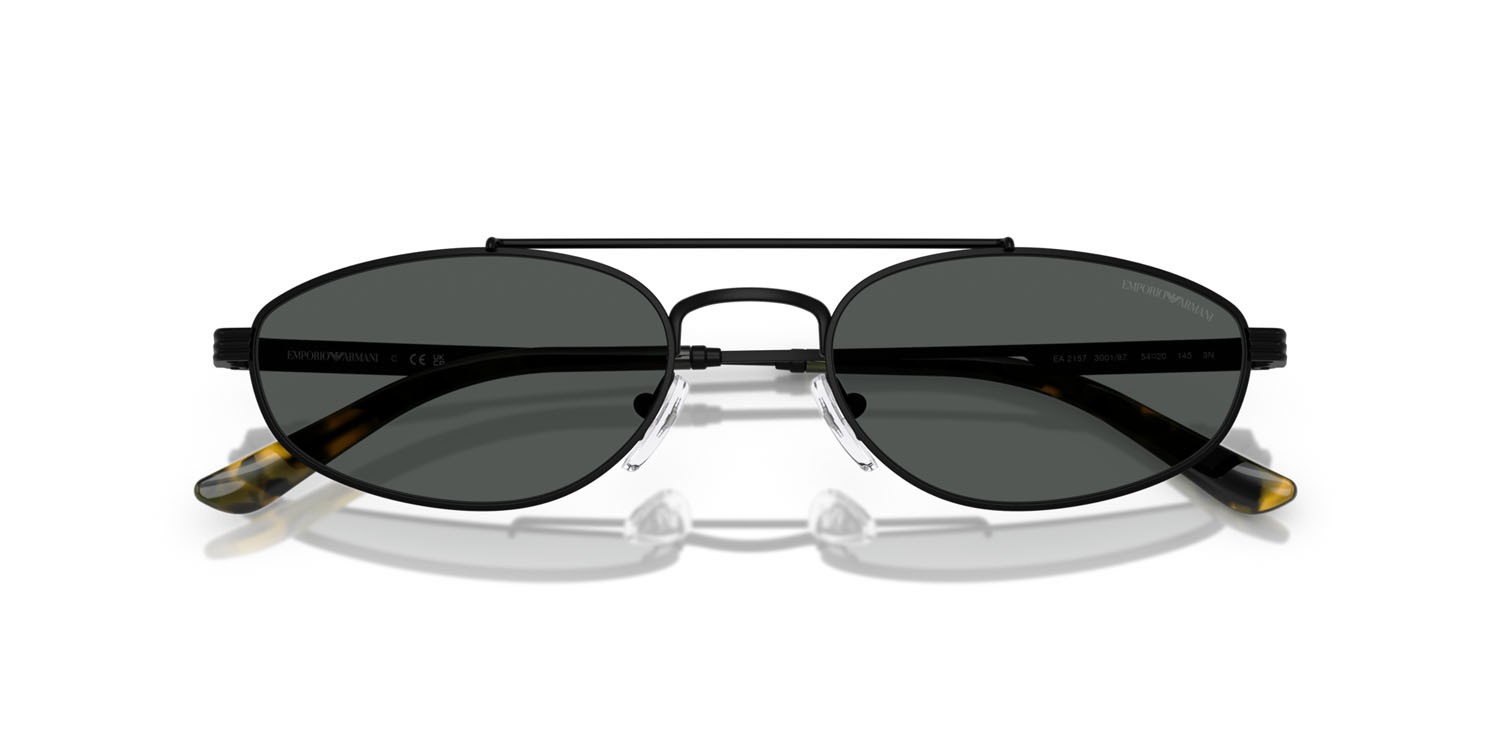 Occhiali da sole Emporio Armani EA 2157 (300187) colore nero opaco forma aviator lenti grigio scuro