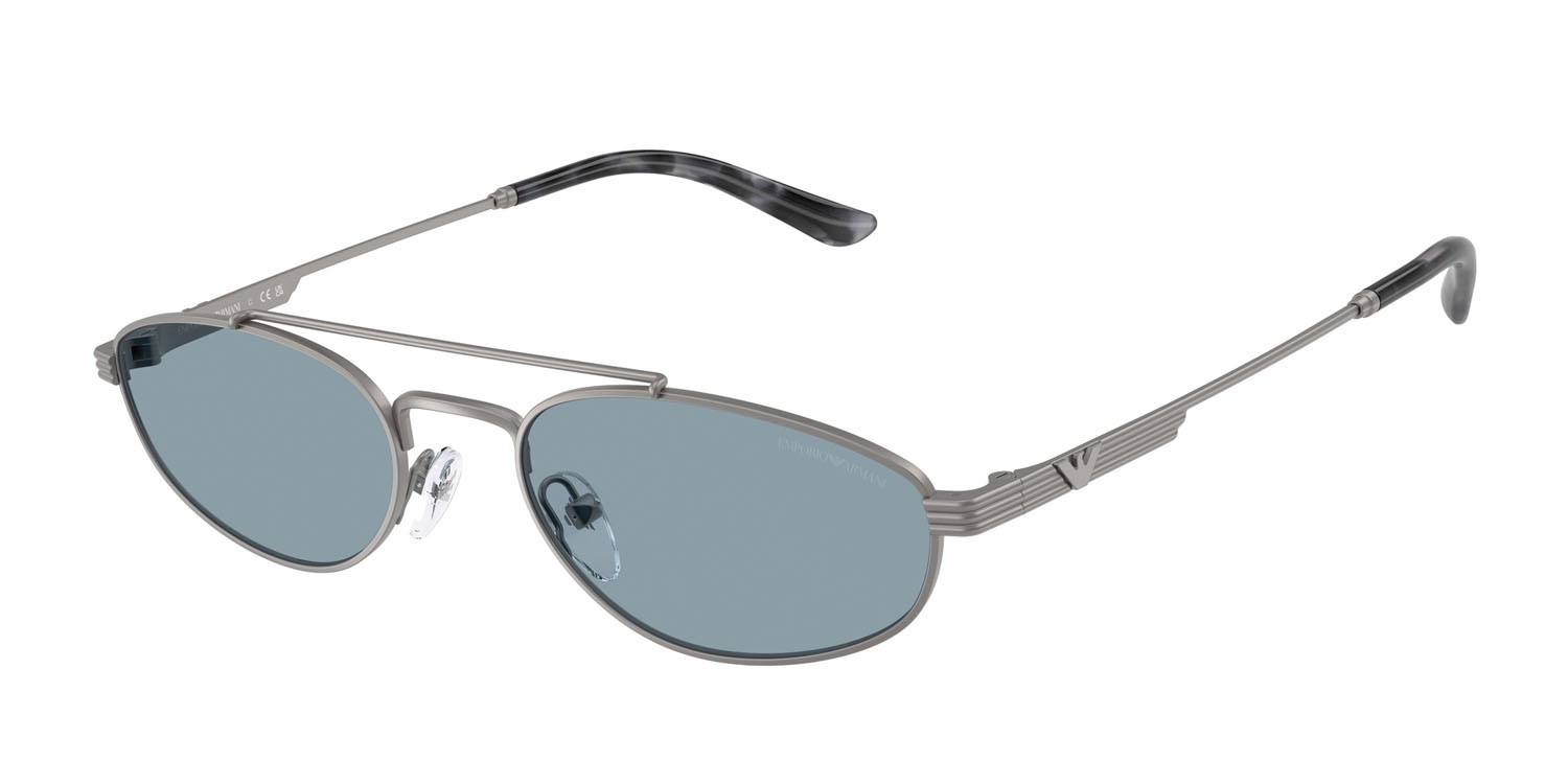 Occhiali da sole Emporio Armani EA 2157 (300372) colore gunmetal opaco forma aviator lenti azzurro