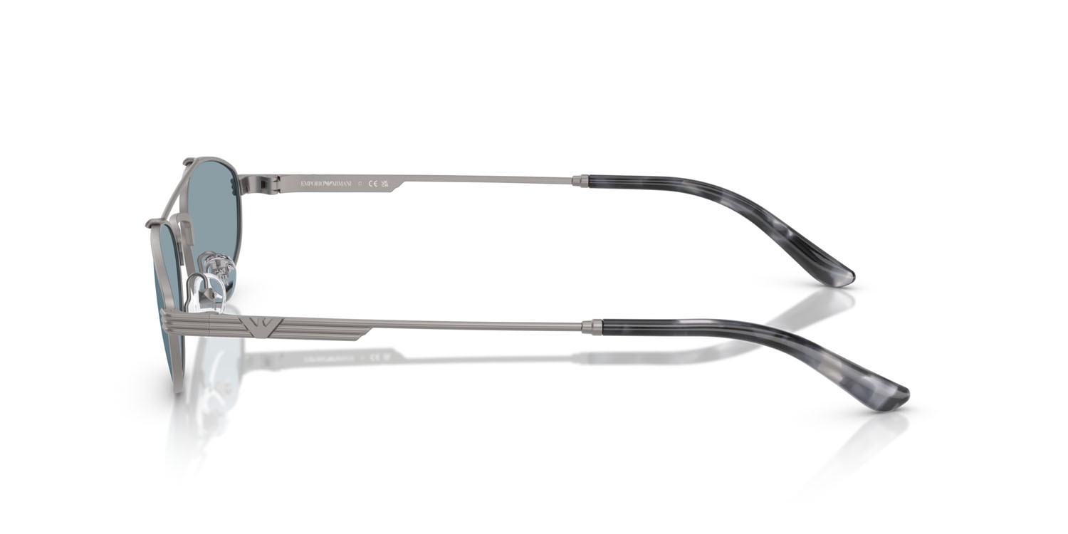 Occhiali da sole Emporio Armani EA 2157 (300372) colore gunmetal opaco forma aviator lenti azzurro
