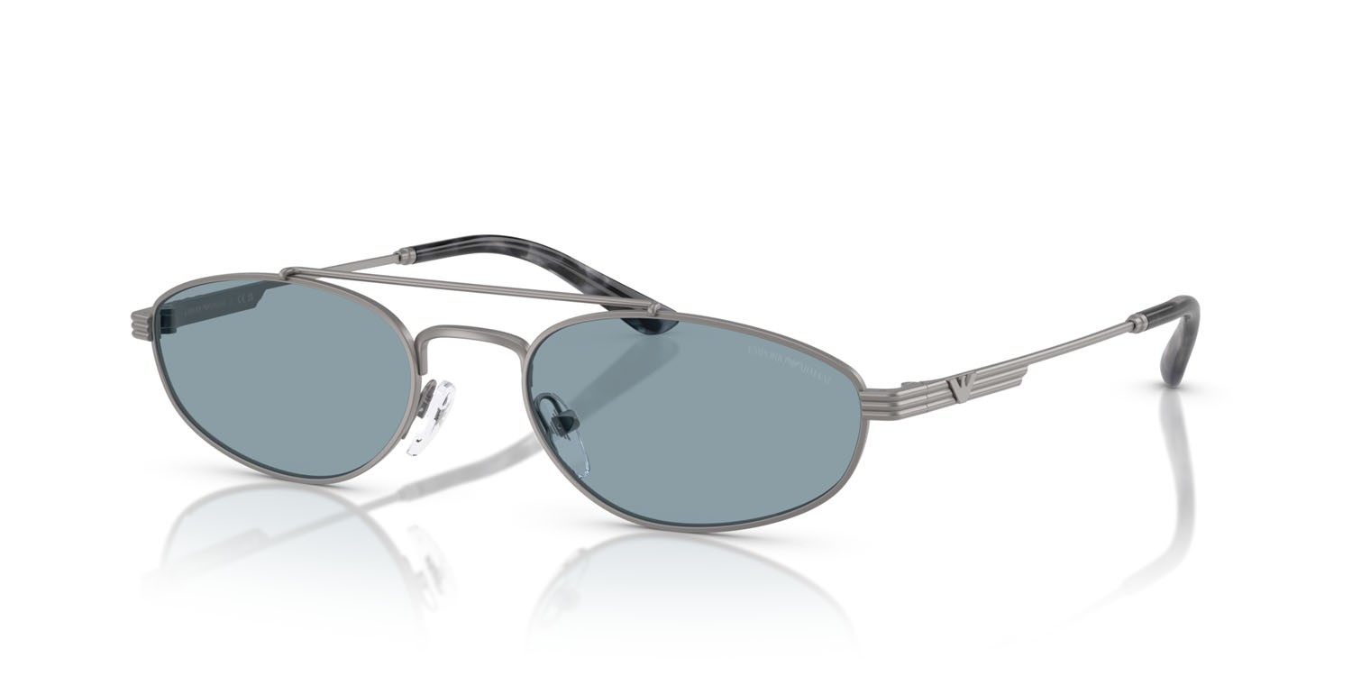 Occhiali da sole Emporio Armani EA 2157 (300372) colore gunmetal opaco forma aviator lenti azzurro
