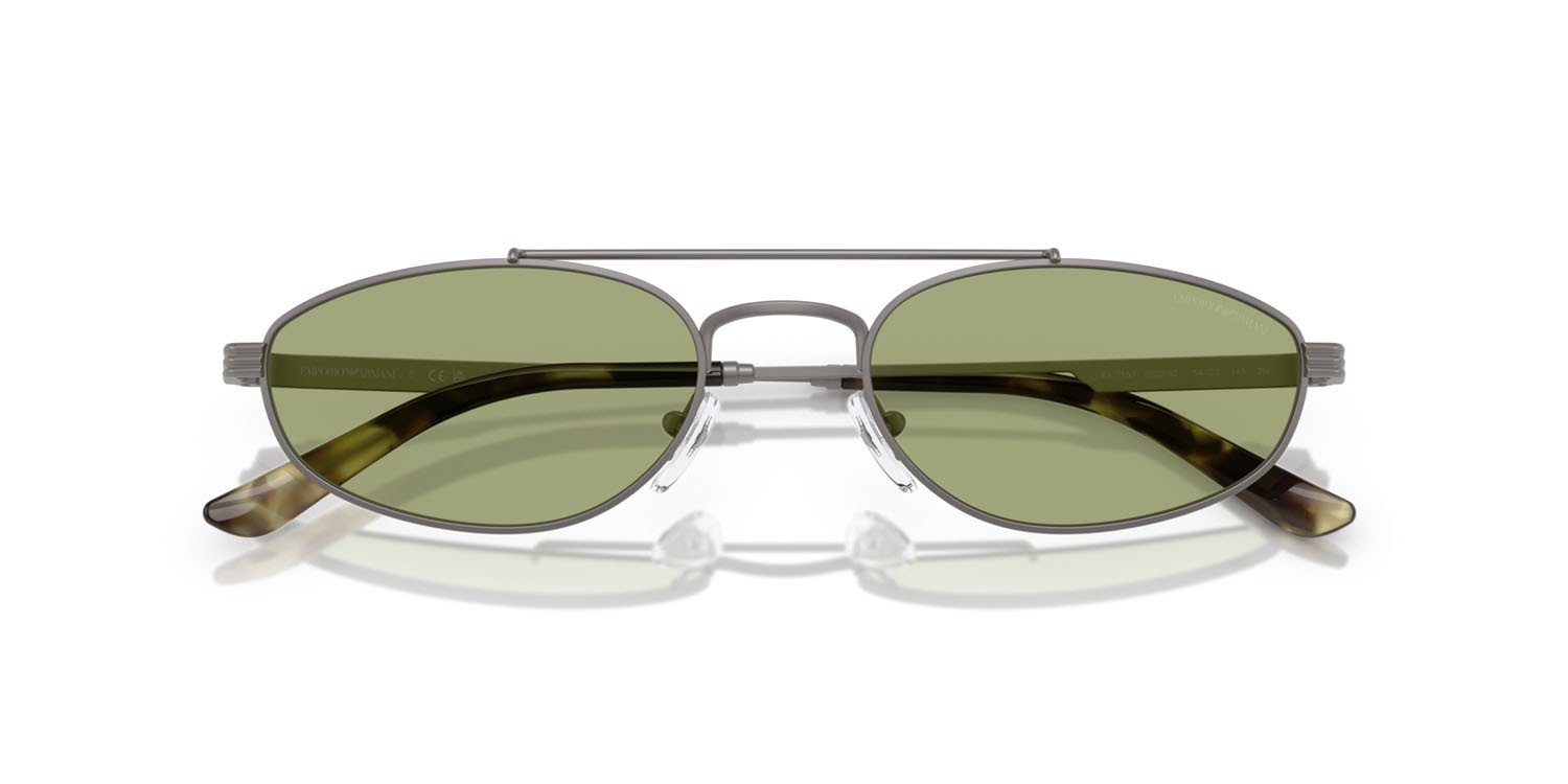 Occhiali da sole Emporio Armani EA 2157 (300382) colore gunmetal opaco forma aviator lenti verde