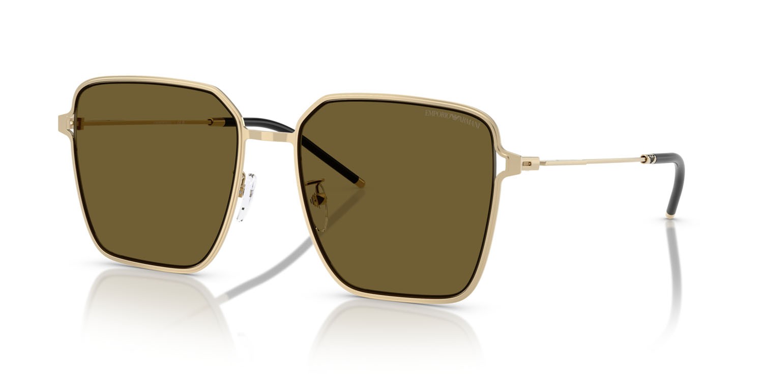 Sunglasses Emporio Armani EA 2159D (301373) color oro pallido lucido shape square lenses marrone scuro