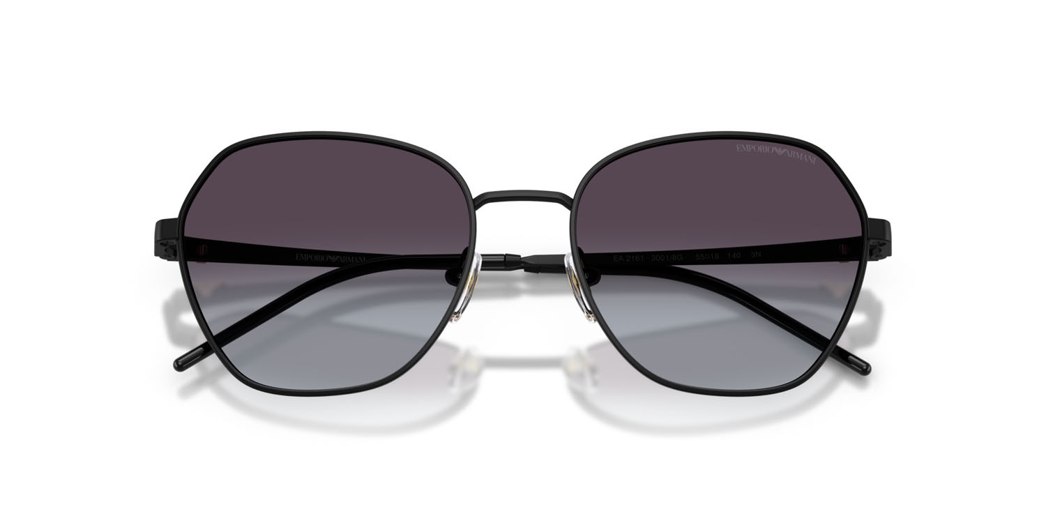 Sunglasses Emporio Armani EA 2161 (30018G) color nero opaco shape irregular lenses sfumato grigio