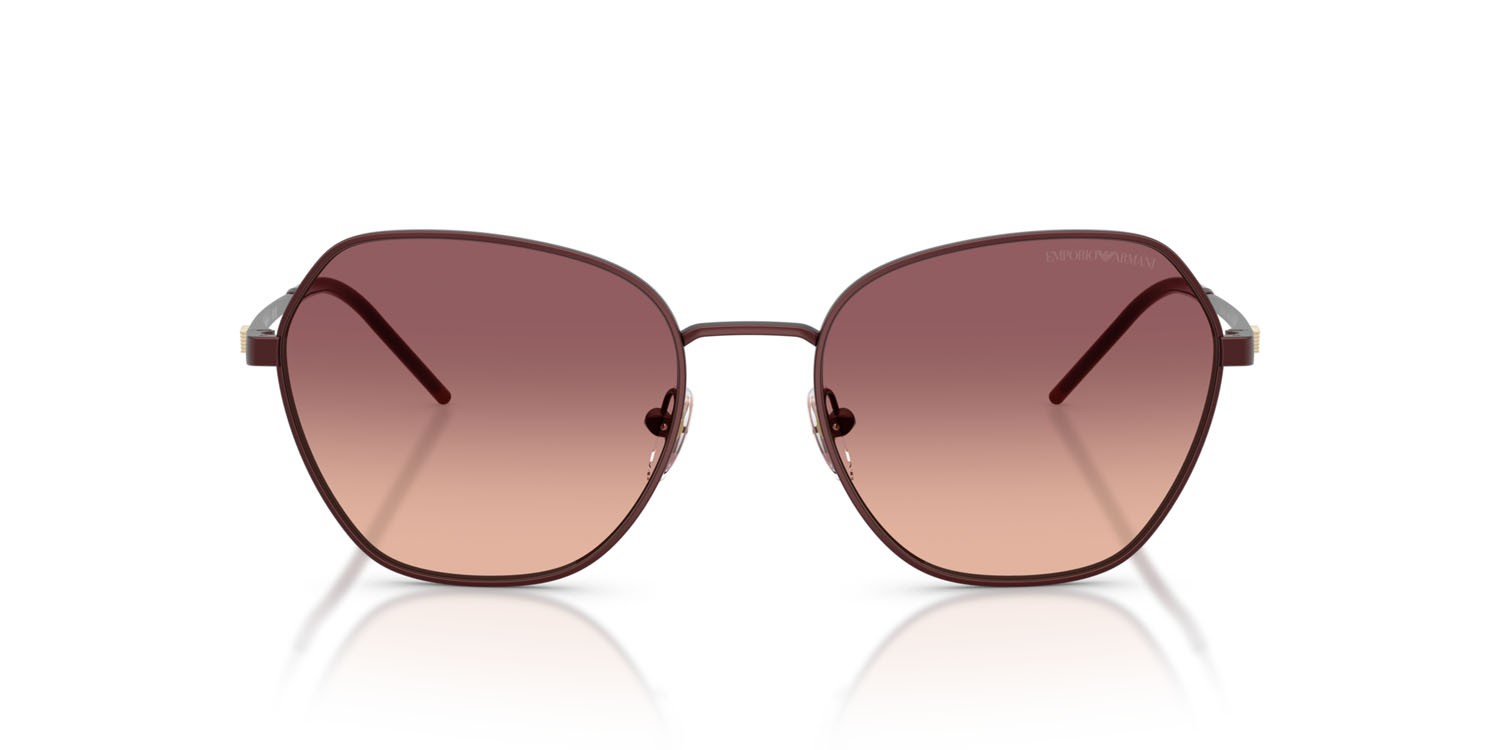 Sunglasses Emporio Armani EA 2161 (34018D) color bordeaux opaco shape irregular lenses rosa sfumato viola