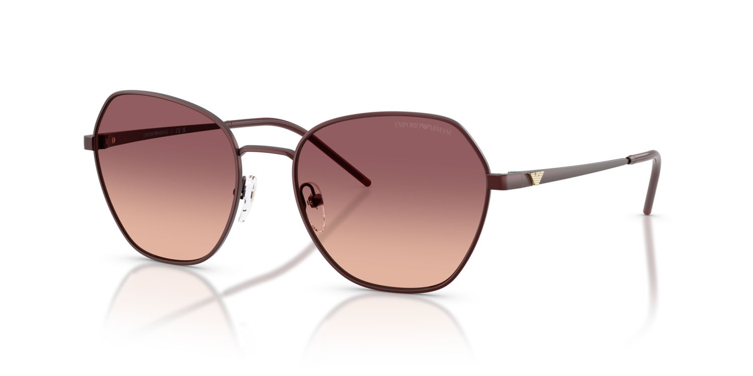 Sunglasses Emporio Armani EA 2161 (34018D) color bordeaux opaco shape irregular lenses rosa sfumato viola