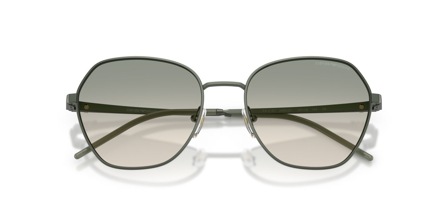 Sunglasses Emporio Armani EA 2161 (34022C) color agave opaco shape irregular lenses verde sfumato