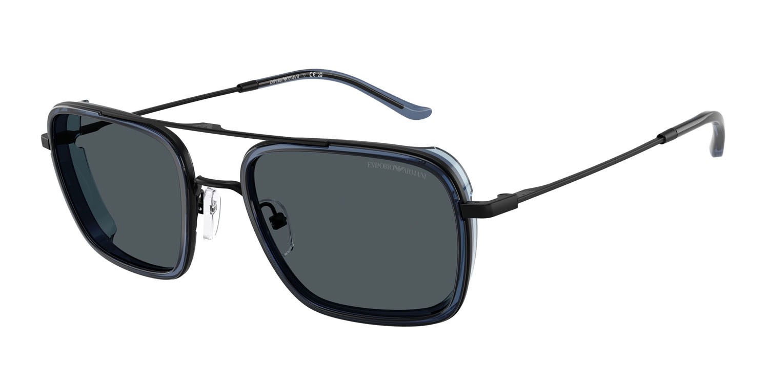 Occhiali da sole Emporio Armani EA 2162 (300180) colore nero opaco forma quadrato lenti blu