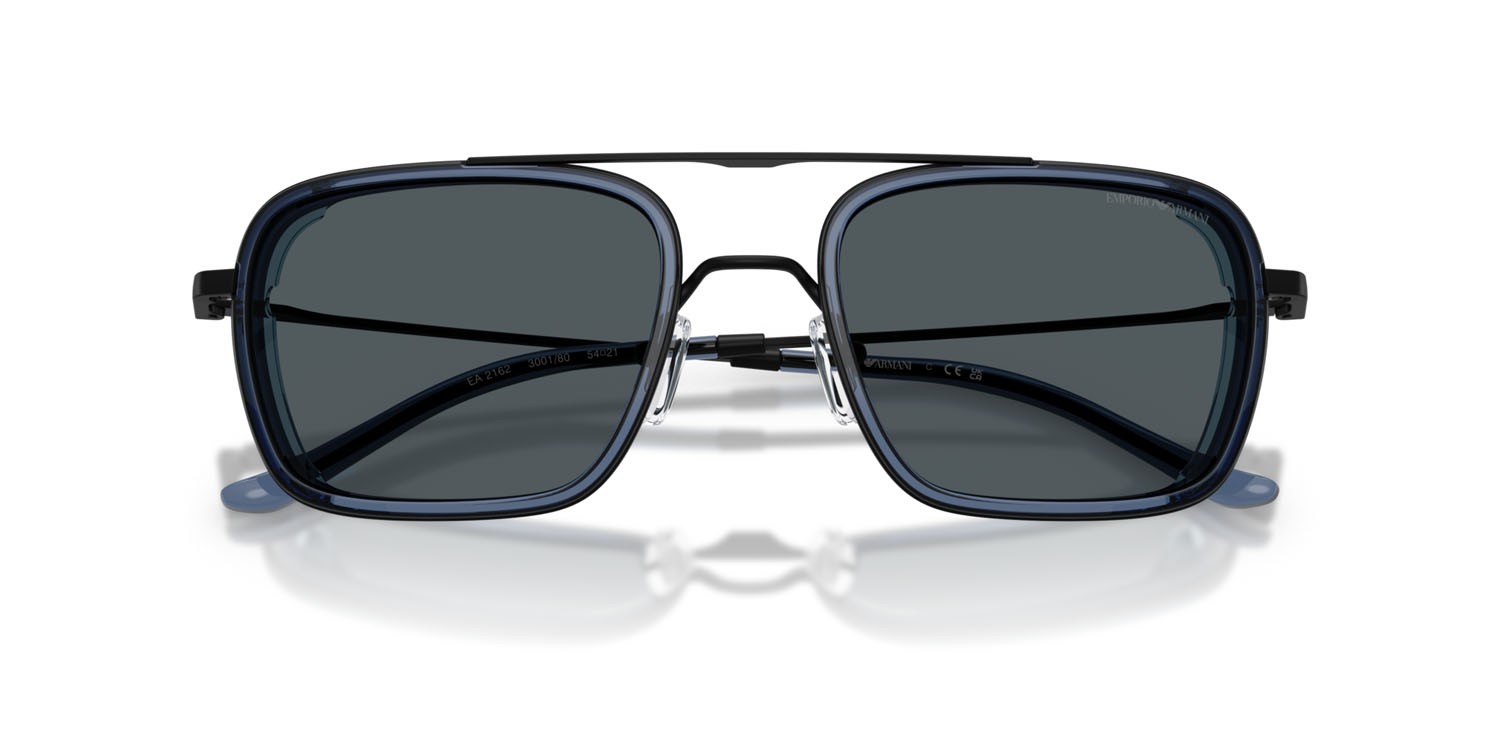 Occhiali da sole Emporio Armani EA 2162 (300180) colore nero opaco forma quadrato lenti blu