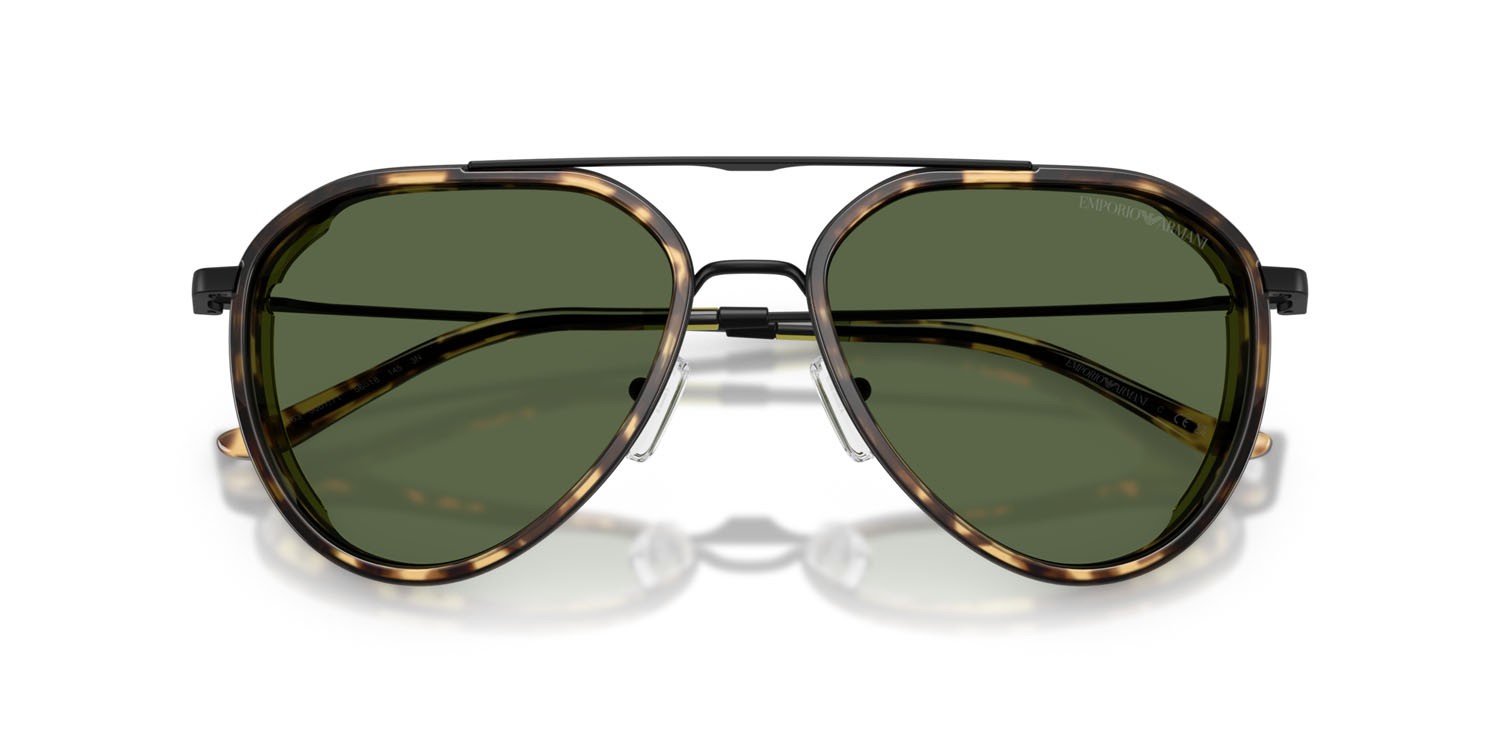 Occhiali da sole Emporio Armani EA 2163 (300171) colore nero opaco forma aviator lenti verde scuro