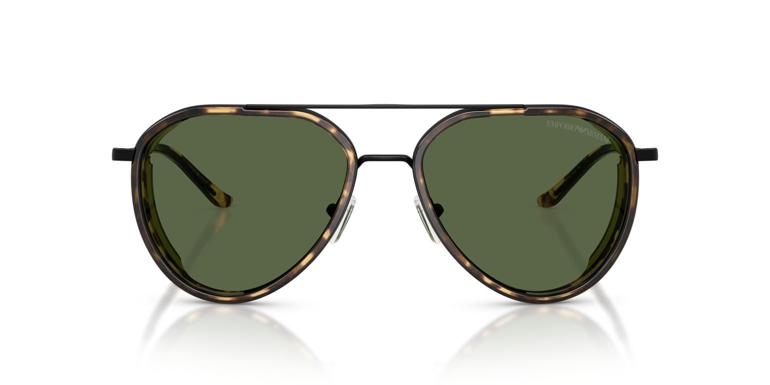 Occhiali da sole Emporio Armani EA 2163 (300171) colore nero opaco forma aviator lenti verde scuro