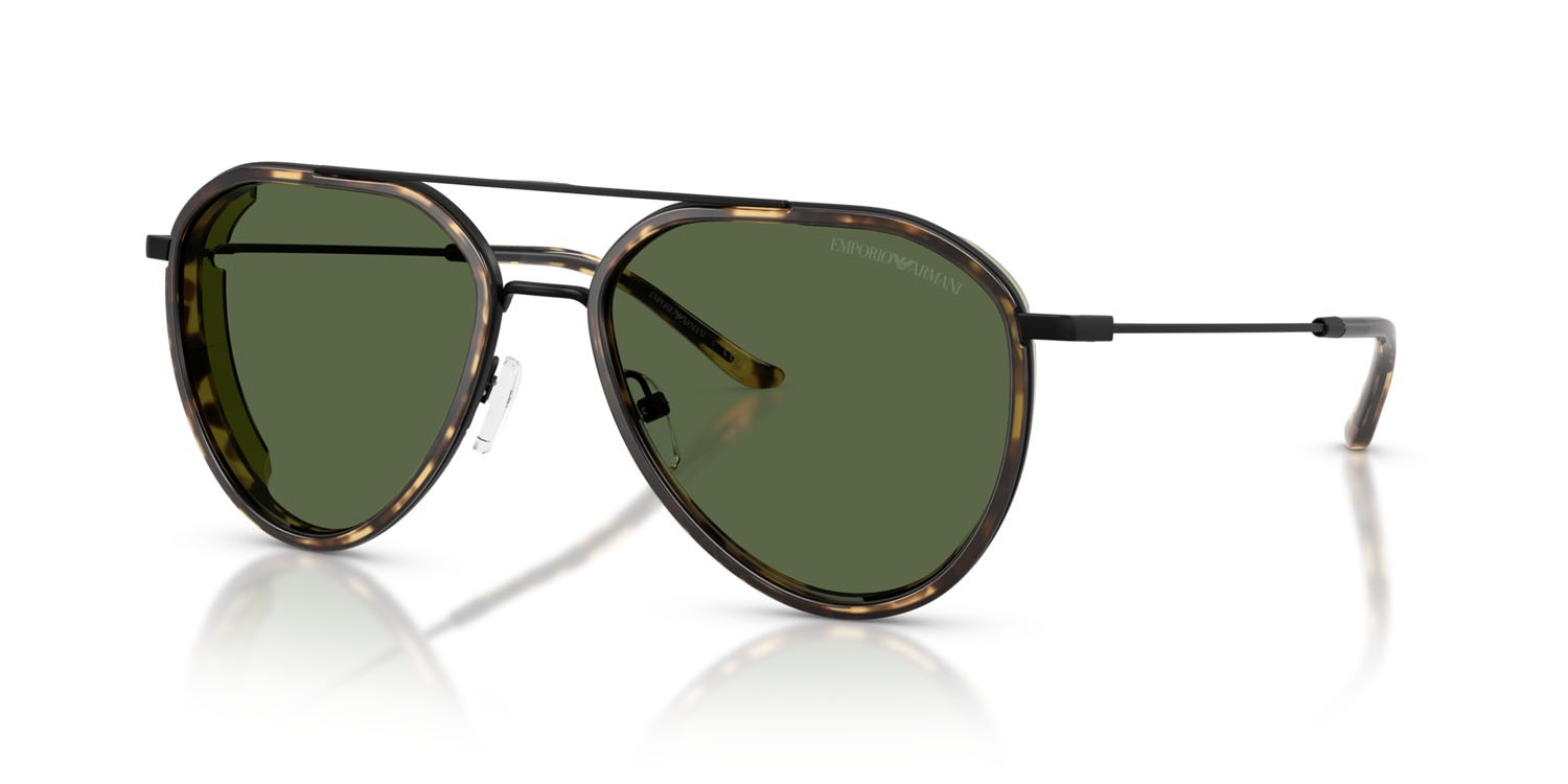 Occhiali da sole Emporio Armani EA 2163 (300171) colore nero opaco forma aviator lenti verde scuro