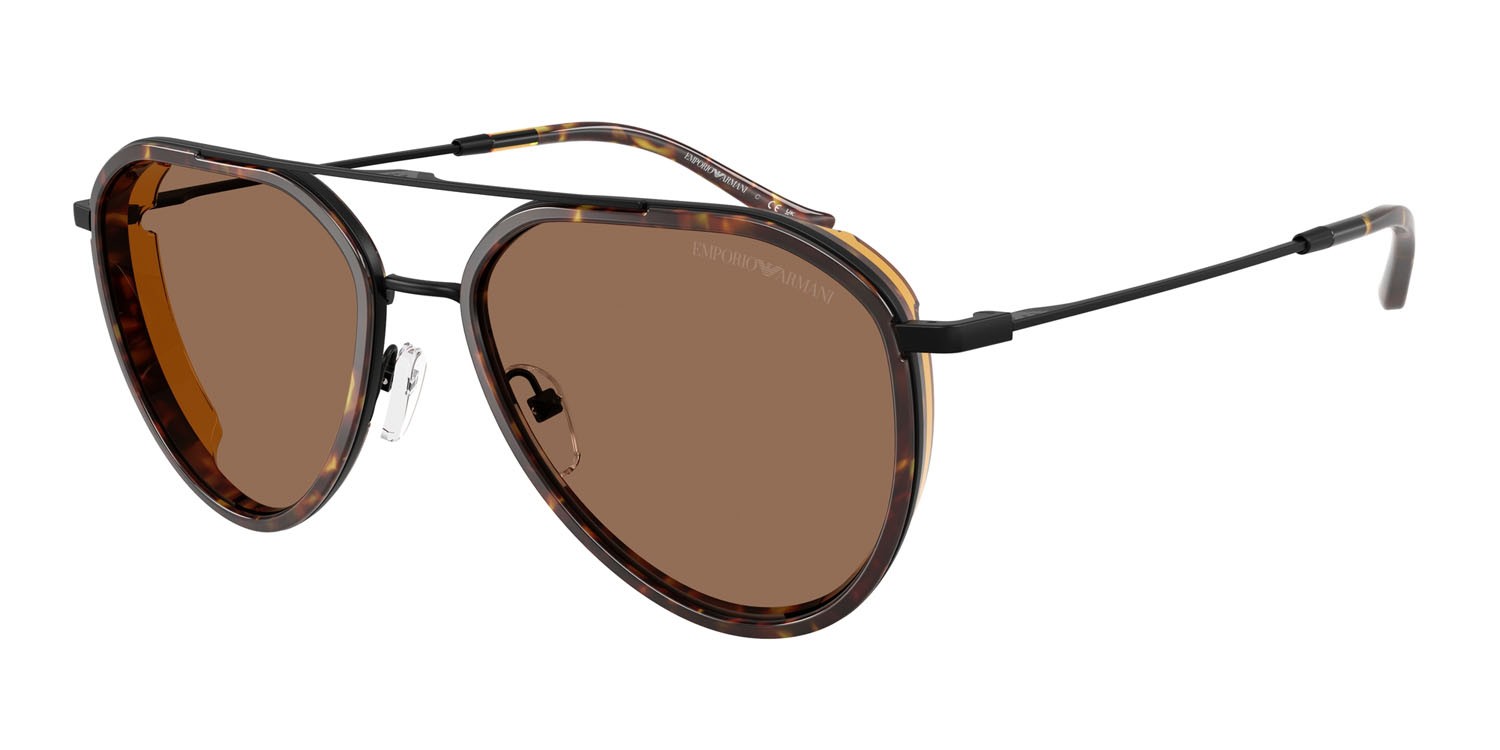 Occhiali da sole Emporio Armani EA 2163 (300173) colore nero opaco forma aviator lenti marrone scuro