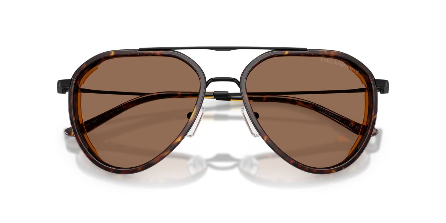 Occhiali da sole Emporio Armani EA 2163 (300173) colore nero opaco forma aviator lenti marrone scuro