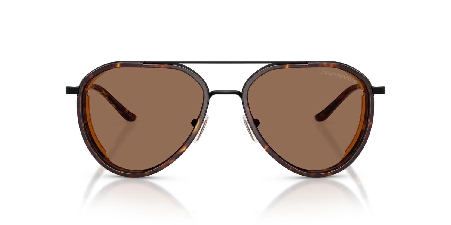 Occhiali da sole Emporio Armani EA 2163 (300173) colore nero opaco forma aviator lenti marrone scuro