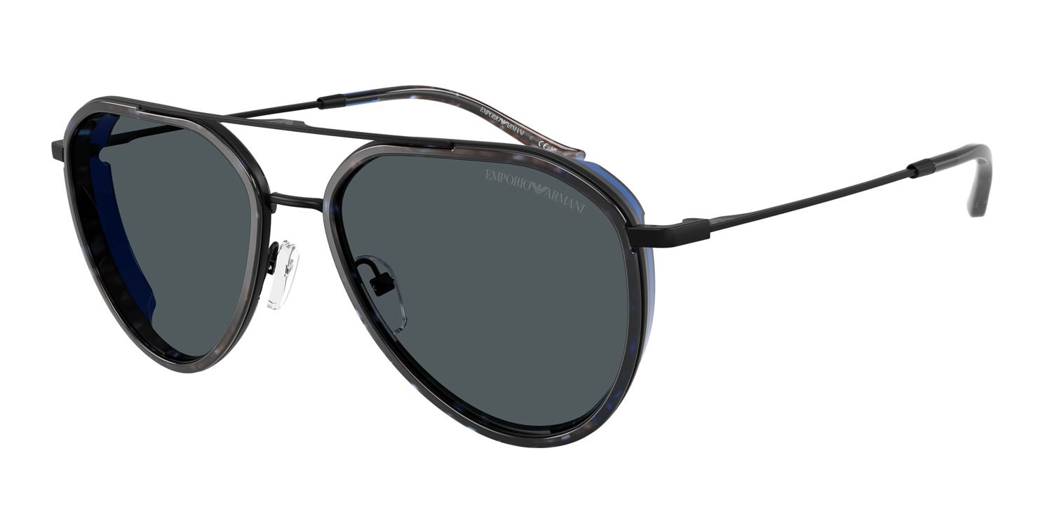 Occhiali da sole Emporio Armani EA 2163 (300180) colore nero opaco forma aviator lenti grigio scuro
