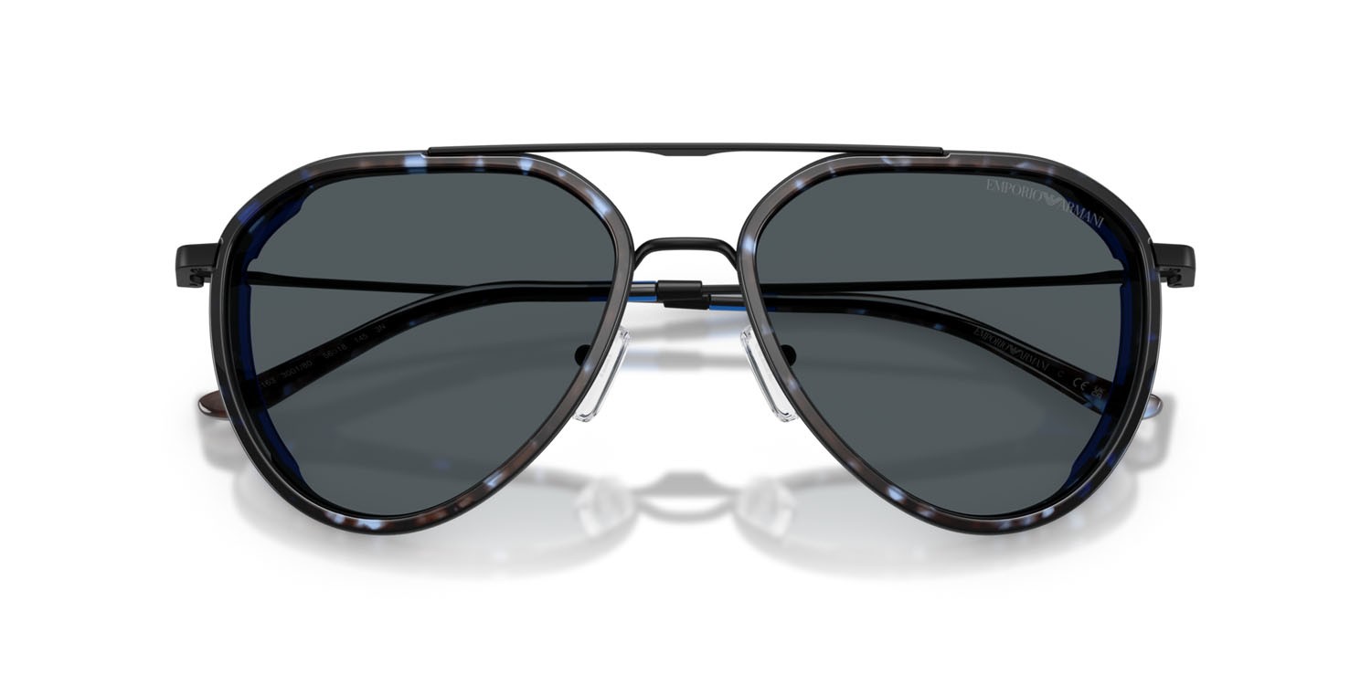 Occhiali da sole Emporio Armani EA 2163 (300180) colore nero opaco forma aviator lenti grigio scuro