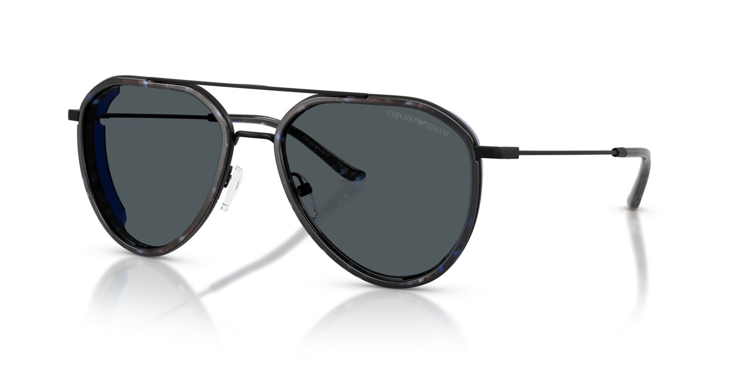 Occhiali da sole Emporio Armani EA 2163 (300180) colore nero opaco forma aviator lenti grigio scuro