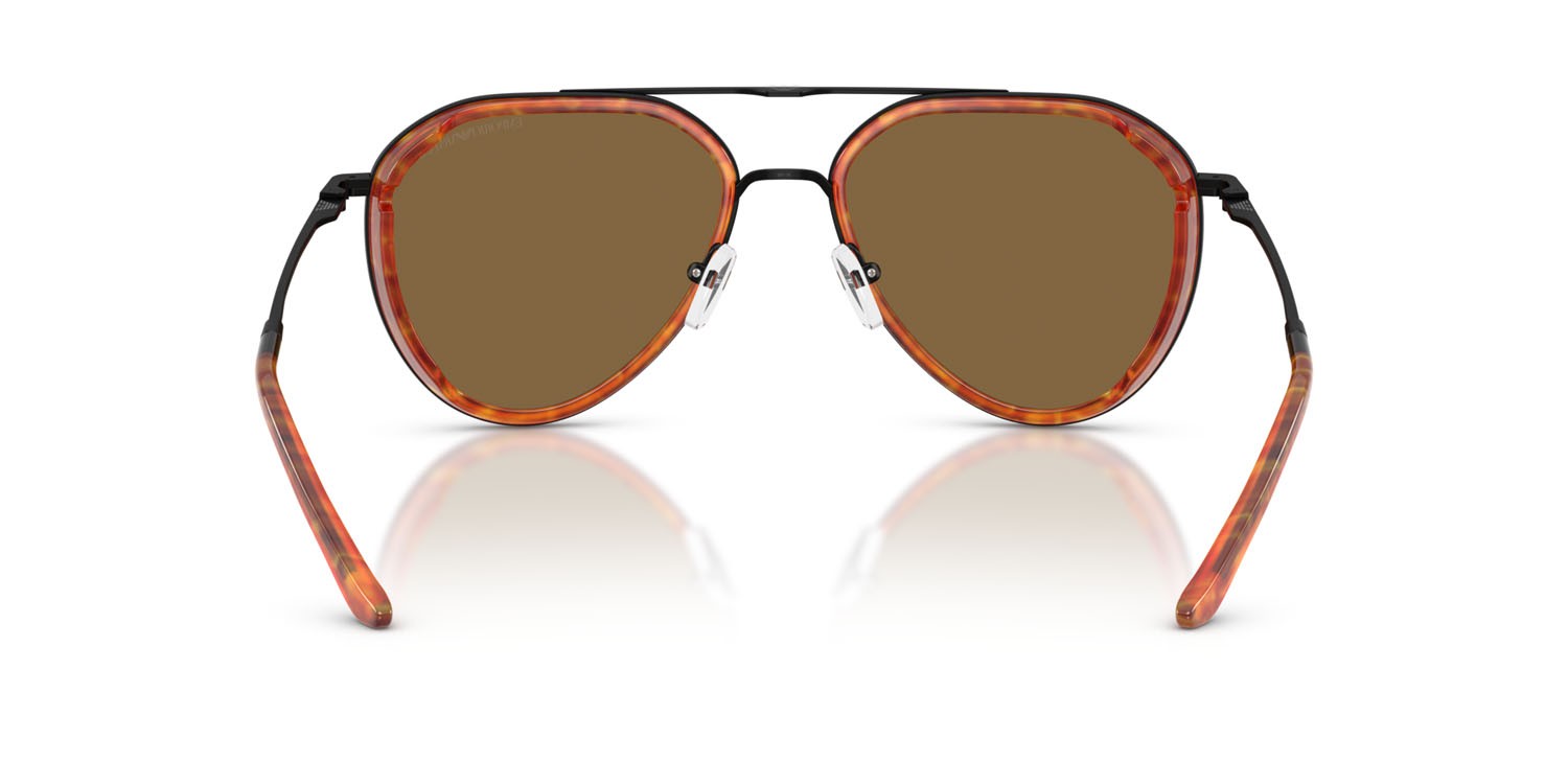Occhiali da sole Emporio Armani EA 2163 (3001OR) colore nero opaco forma aviator lenti marrone