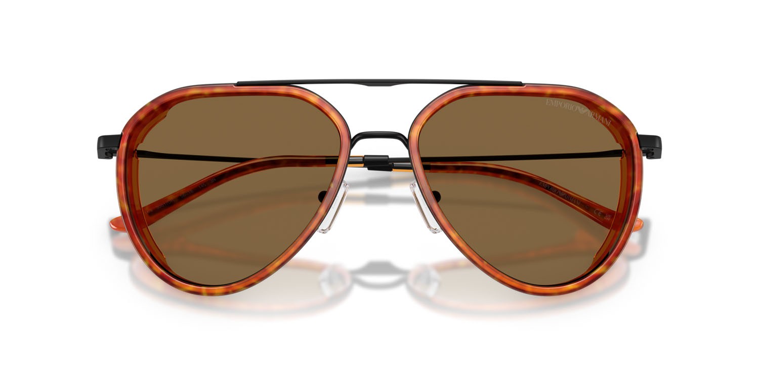 Occhiali da sole Emporio Armani EA 2163 (3001OR) colore nero opaco forma aviator lenti marrone