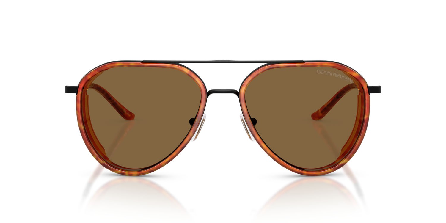 Occhiali da sole Emporio Armani EA 2163 (3001OR) colore nero opaco forma aviator lenti marrone