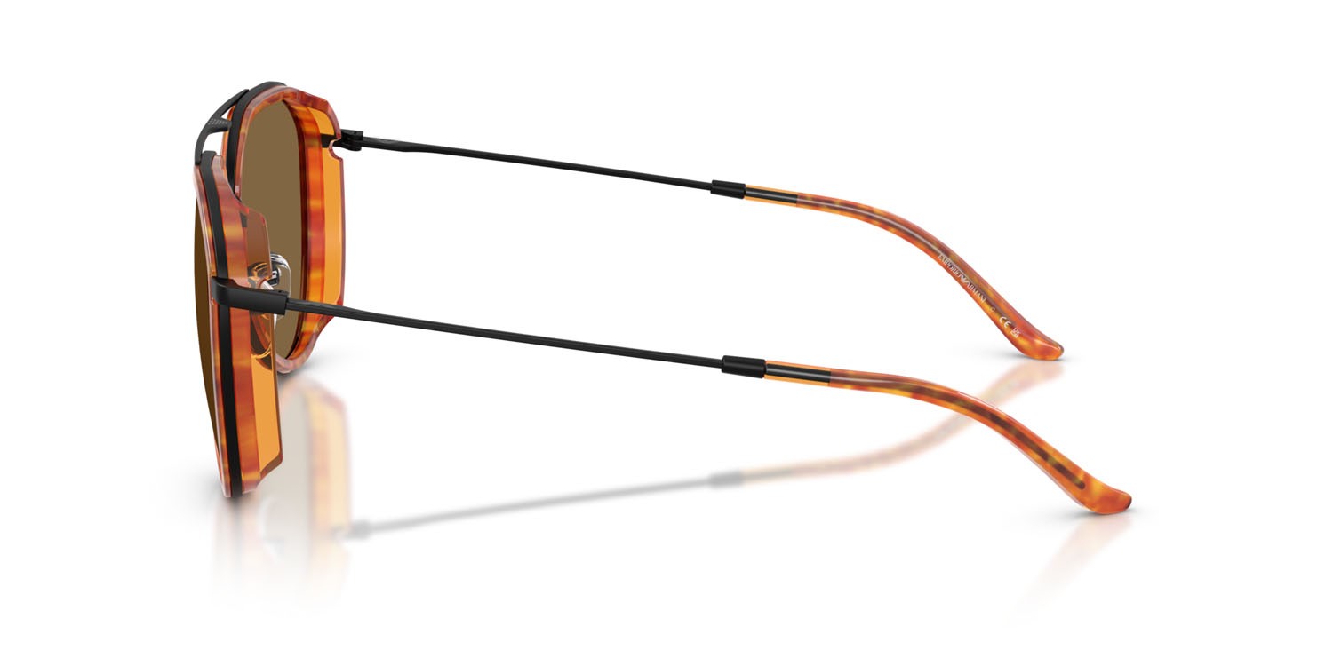 Occhiali da sole Emporio Armani EA 2163 (3001OR) colore nero opaco forma aviator lenti marrone