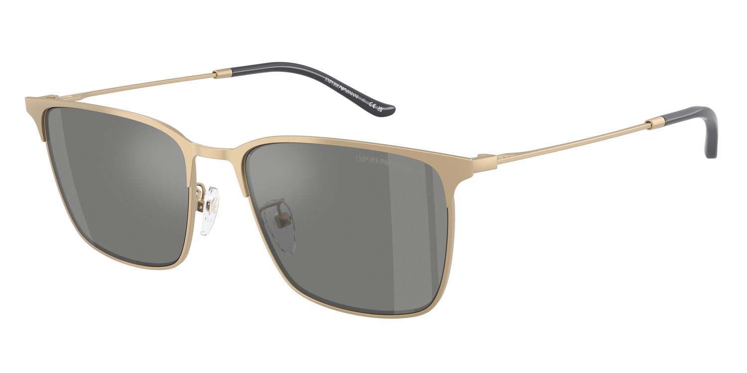 Occhiali da sole Emporio Armani EA 2164D (30026G) colore oro pallido opaco forma rettangolare lenti grigio argento specchiato