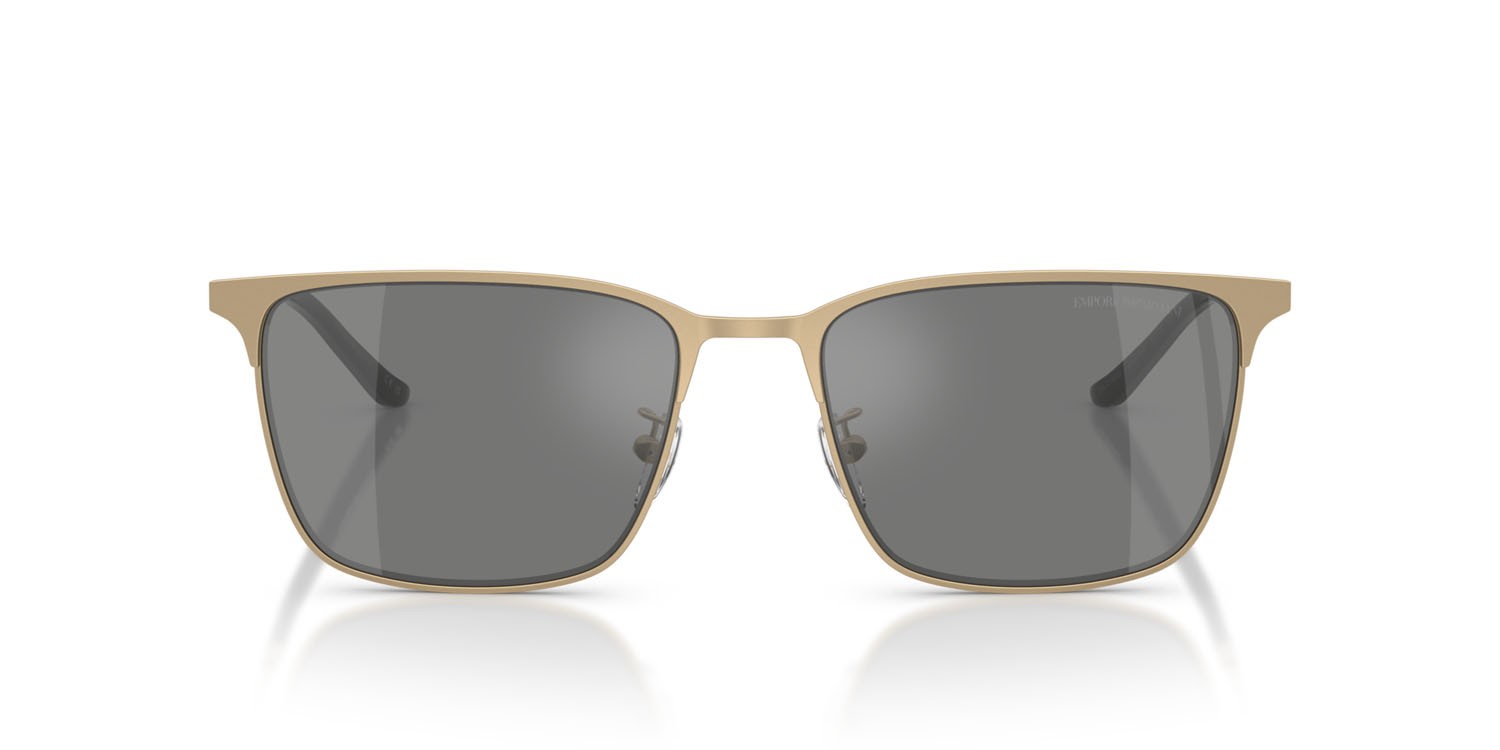 Occhiali da sole Emporio Armani EA 2164D (30026G) colore oro pallido opaco forma rettangolare lenti grigio argento specchiato