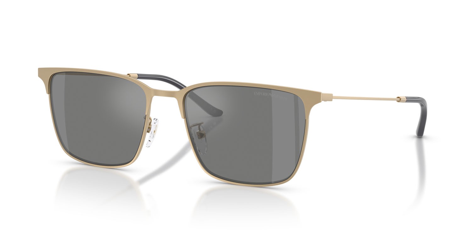 Occhiali da sole Emporio Armani EA 2164D (30026G) colore oro pallido opaco forma rettangolare lenti grigio argento specchiato