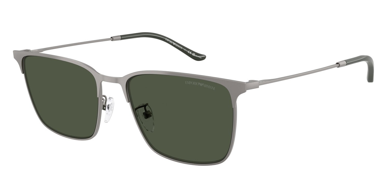 Occhiali da sole Emporio Armani EA 2164D (30039A) colore gunmetal opaco forma rettangolare lenti polar verde scuro