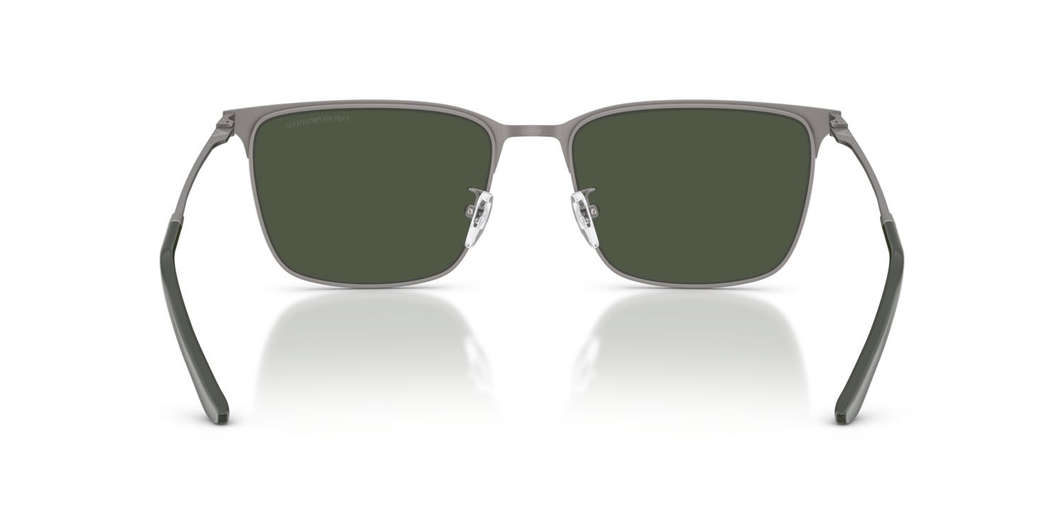 Occhiali da sole Emporio Armani EA 2164D (30039A) colore gunmetal opaco forma rettangolare lenti polar verde scuro