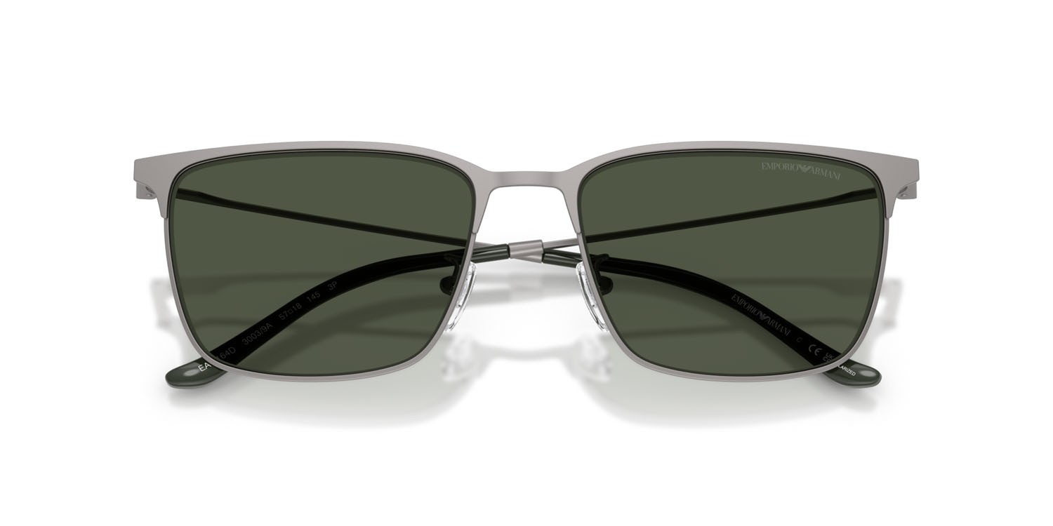 Occhiali da sole Emporio Armani EA 2164D (30039A) colore gunmetal opaco forma rettangolare lenti polar verde scuro