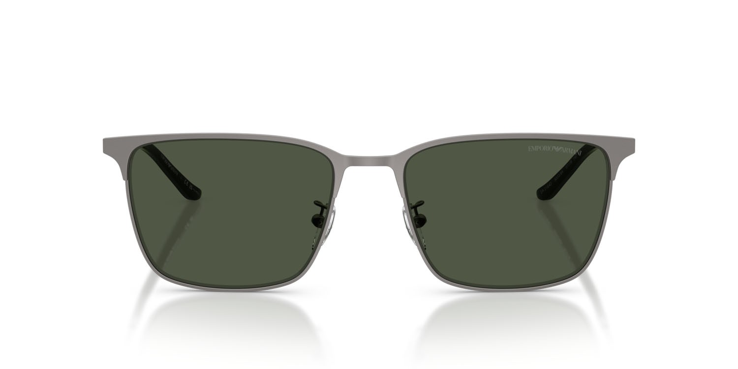 Occhiali da sole Emporio Armani EA 2164D (30039A) colore gunmetal opaco forma rettangolare lenti polar verde scuro