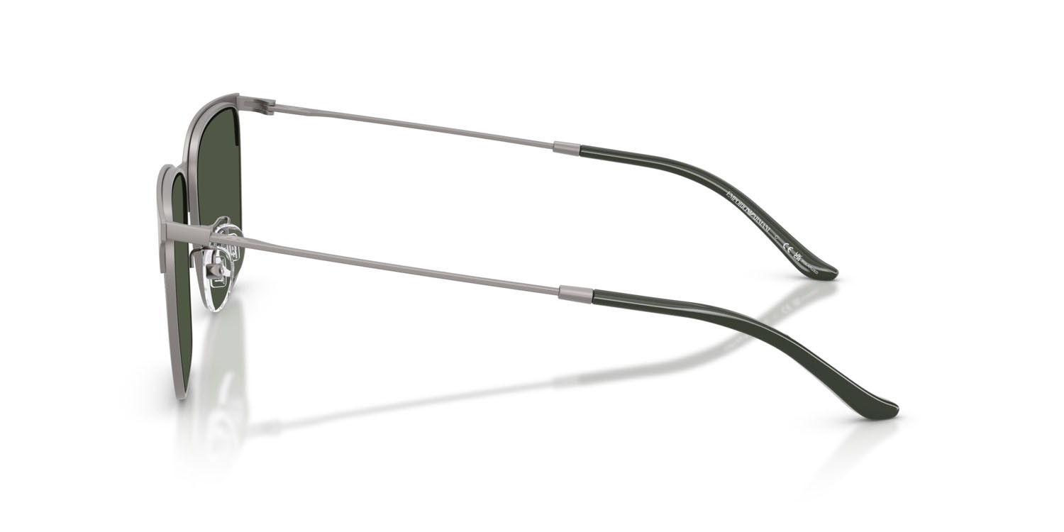 Occhiali da sole Emporio Armani EA 2164D (30039A) colore gunmetal opaco forma rettangolare lenti polar verde scuro