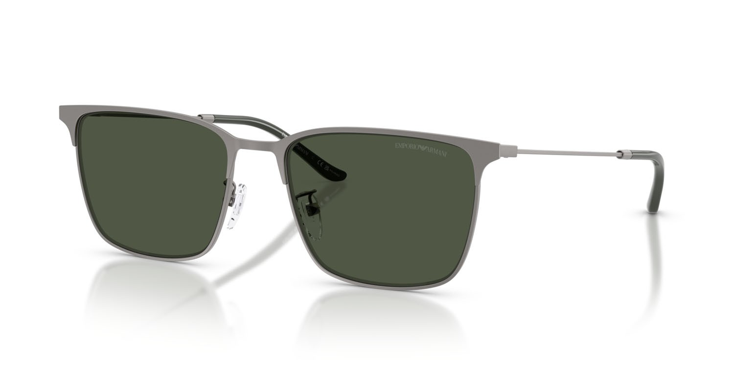 Occhiali da sole Emporio Armani EA 2164D (30039A) colore gunmetal opaco forma rettangolare lenti polar verde scuro