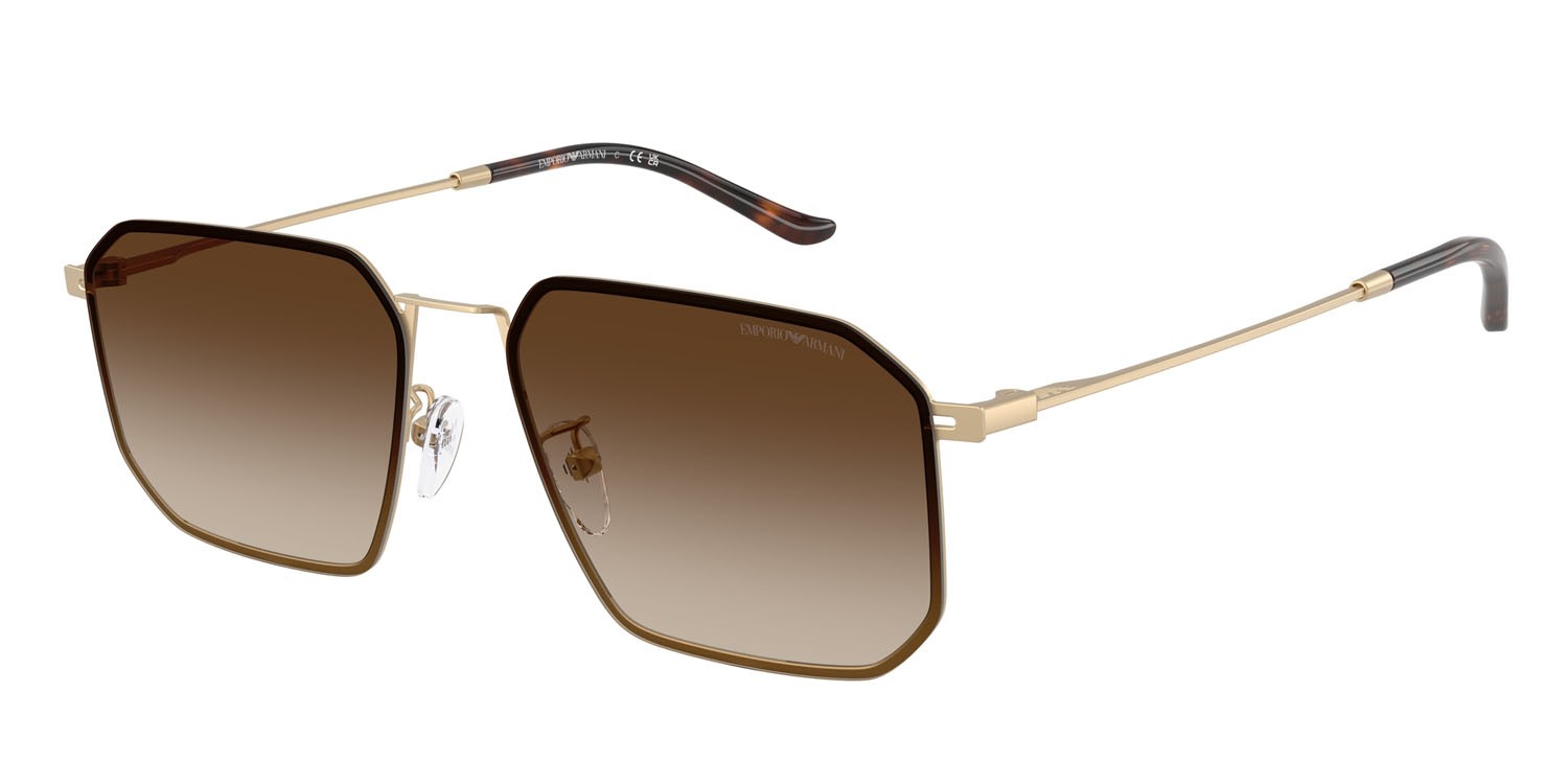 Occhiali da sole Emporio Armani EA 2165D (300213) colore oro pallido opaco forma irregolare lenti marrone sfumato