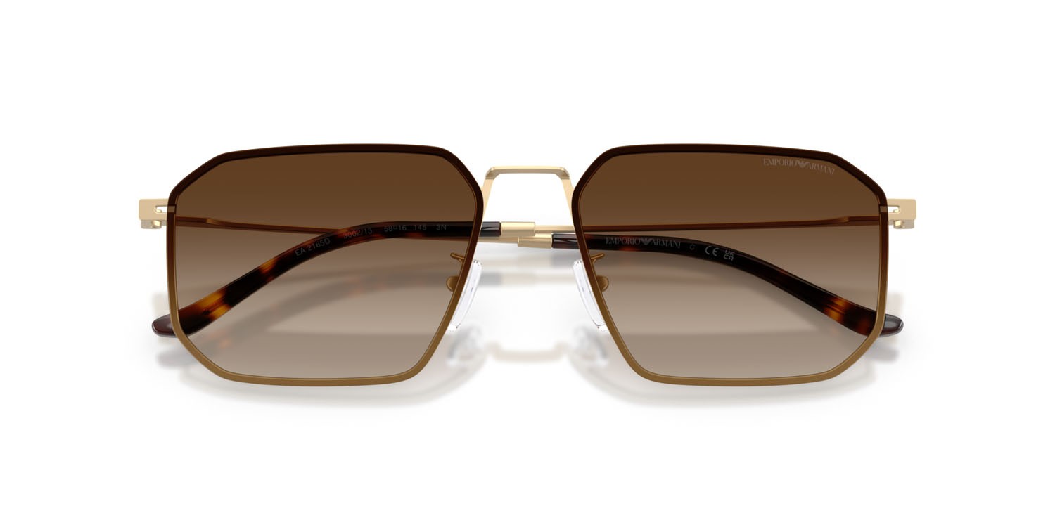 Occhiali da sole Emporio Armani EA 2165D (300213) colore oro pallido opaco forma irregolare lenti marrone sfumato