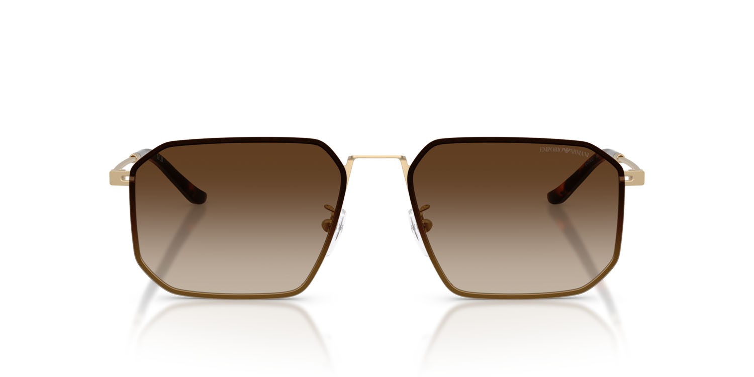 Occhiali da sole Emporio Armani EA 2165D (300213) colore oro pallido opaco forma irregolare lenti marrone sfumato