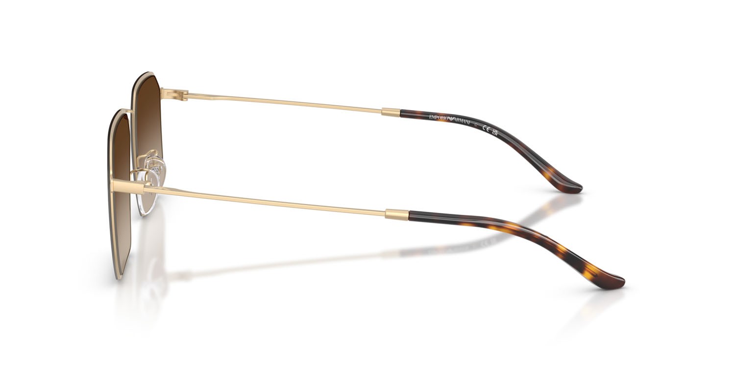 Occhiali da sole Emporio Armani EA 2165D (300213) colore oro pallido opaco forma irregolare lenti marrone sfumato