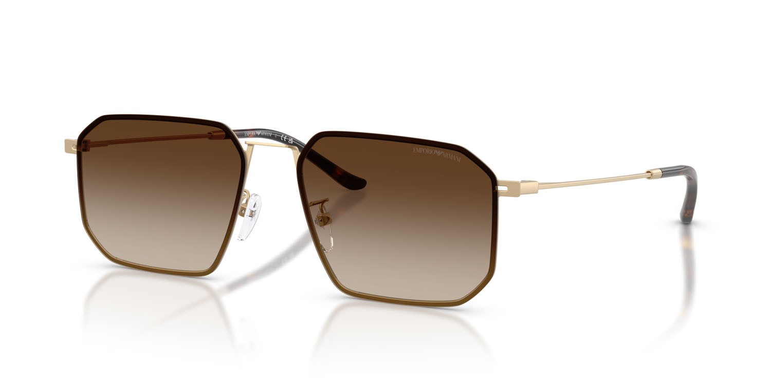 Occhiali da sole Emporio Armani EA 2165D (300213) colore oro pallido opaco forma irregolare lenti marrone sfumato