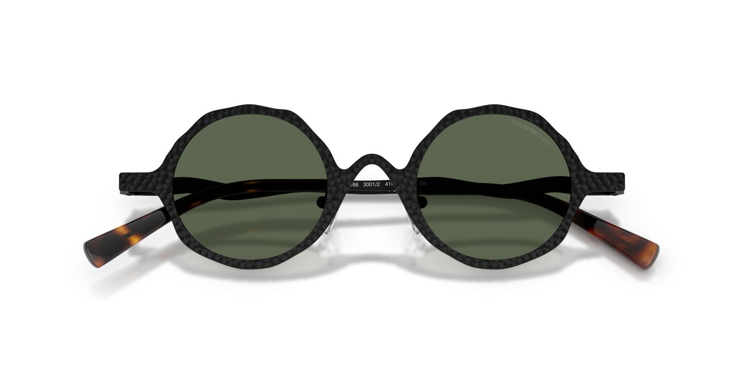 Occhiali da sole Emporio Armani EA 2166 (3001/2) colore nero opaco forma rotondo lenti verde scuro